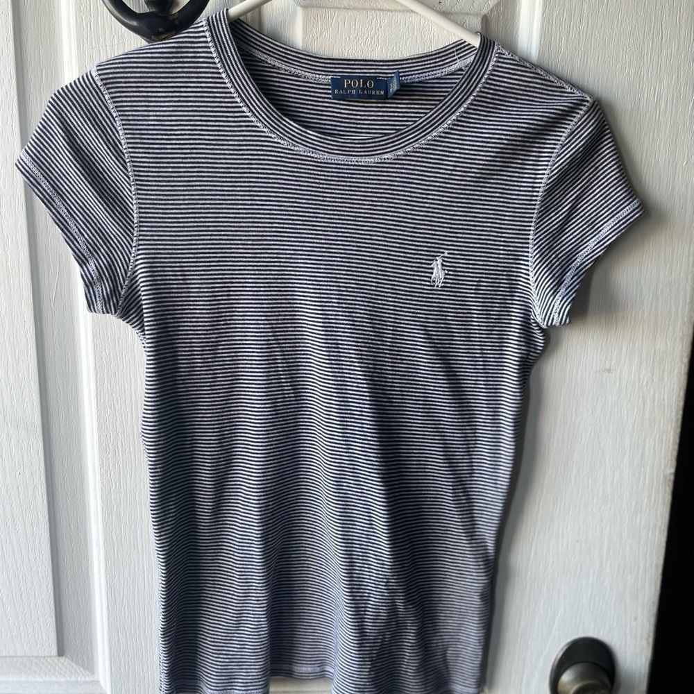 Ralph Lauren Black and White Striped Short Sleeve Tee